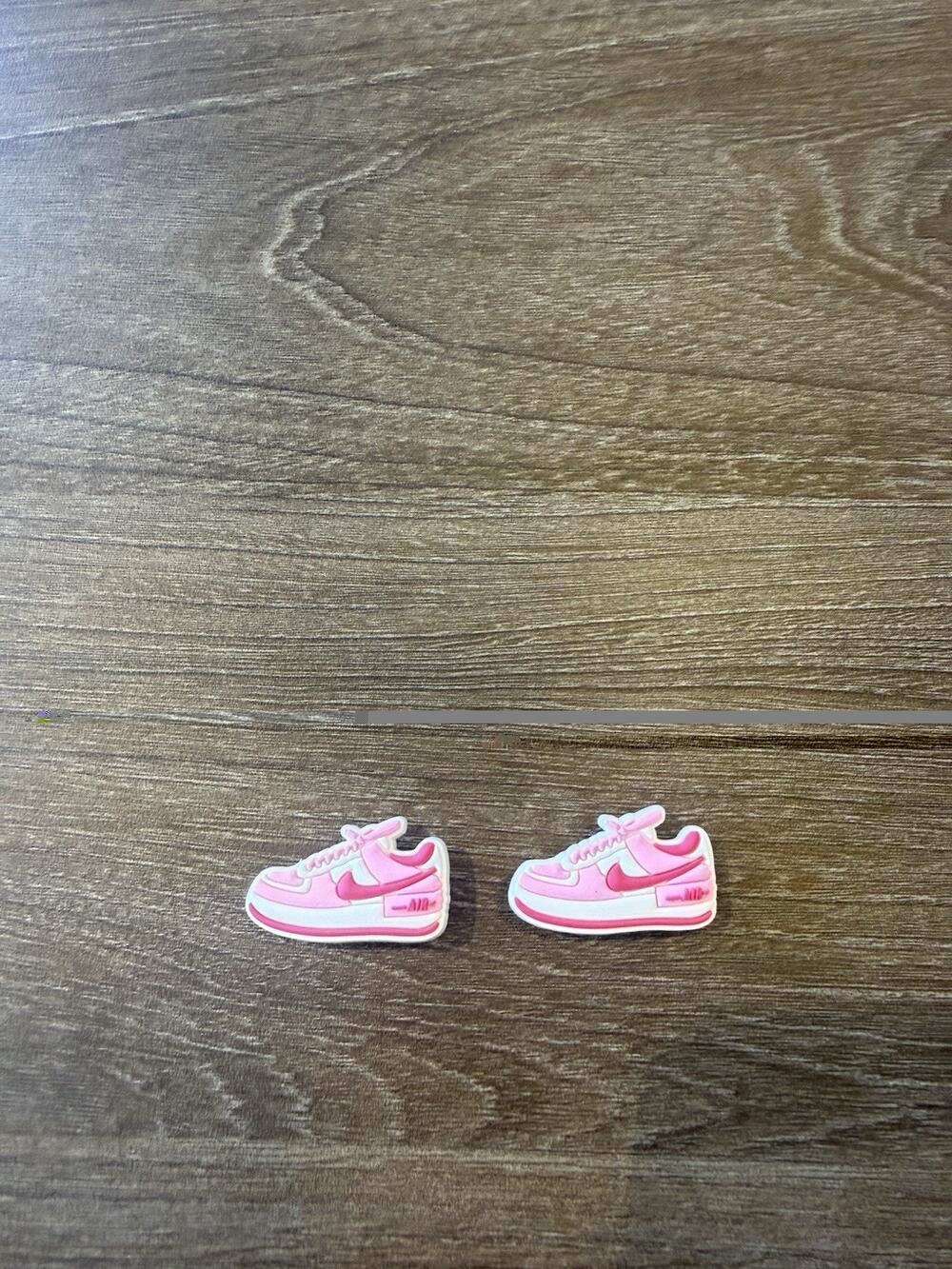 2pc Pink Air Force 1 Shadow Sneaker Croc Charms Jibbitz Pair Kicks Pins